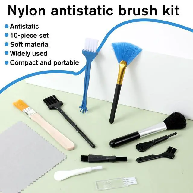 Alt view image 7 of 7 - Keyboard Cleaning Brush 10 Pcs Mini Anti Static Laptop Cleaning Kit | Nylon Dust Cleaning Brushes for Electronic Devices Computer Motherboard Fans Camera Small Space