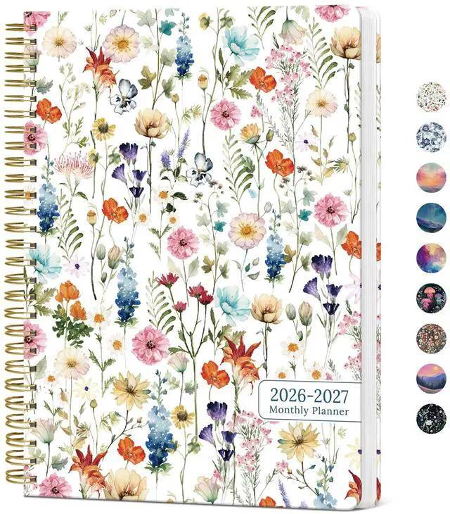 Main image of Monthly Planner 2026-2027, 18-Month Aesthetic Calendar, Jul 2026-Dec 2027 | 7" x 10" Monthly Planner Calendar, Pretty Spiral Organizer for Women, Ideal for School Office Home - Wildflowers