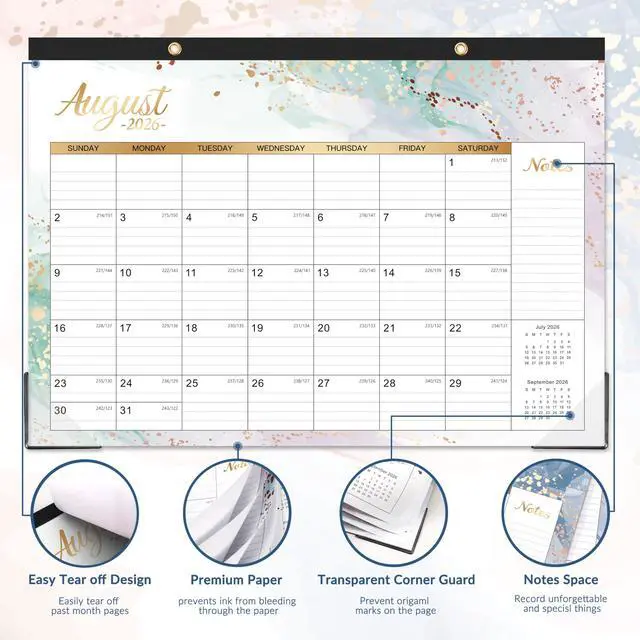 Alt view image 4 of 7 - Desk Calendar 2026-2027 - 2026-2027 Wall Calendar 18 Month, 17" x 12" | from July 2026 - December 2027, Desk/Wall Monthly Calendar 2026-2027 with Protector Corner, Large Blocks