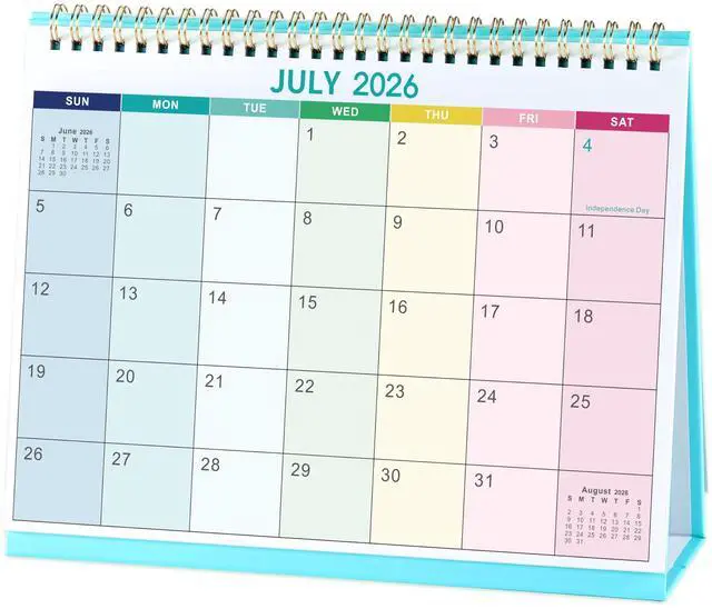 Main image of Desk Calendar 2026-2027 - Calendar 2026-2027,Standing Flip Desktop Calendar | JUL 2026 - DEC 2027, 9.8" x 8.3", Calendar with Thick Paper, Memo Pages + Twin-Wire Binding + Unruled Blocks - Rainbow
