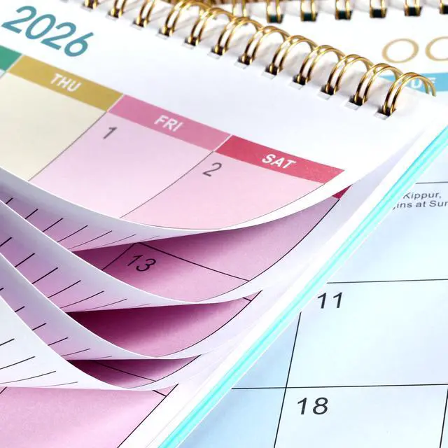 Alt view image 6 of 7 - Desk Calendar 2026-2027 - Calendar 2026-2027,Standing Flip Desktop Calendar | JUL 2026 - DEC 2027, 9.8" x 8.3", Calendar with Thick Paper, Memo Pages + Twin-Wire Binding + Unruled Blocks - Rainbow