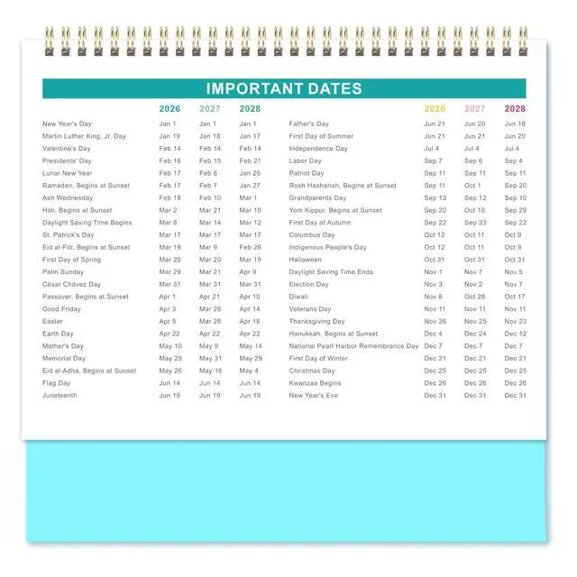 Alt view image 7 of 7 - Desk Calendar 2026-2027 - Calendar 2026-2027,Standing Flip Desktop Calendar | JUL 2026 - DEC 2027, 9.8" x 8.3", Calendar with Thick Paper, Memo Pages + Twin-Wire Binding + Unruled Blocks - Rainbow
