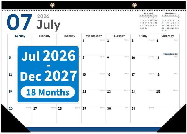 Main image of Desk Calendar 2026-2027, Jul 2026-Dec 2027, 17" x 12", 18 Months | Large Desktop Calendar, Big Academic Calendar, Julian Date, Monthly Planner/Wall Calendar, Home School Office Organizing Gift
