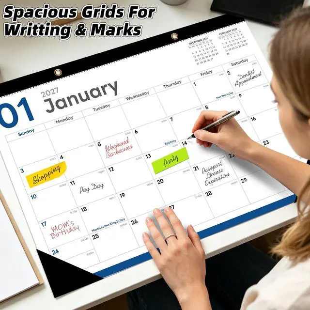 Alt view image 3 of 7 - Desk Calendar 2026-2027, Jul 2026-Dec 2027, 17" x 12", 18 Months | Large Desktop Calendar, Big Academic Calendar, Julian Date, Monthly Planner/Wall Calendar, Home School Office Organizing Gift