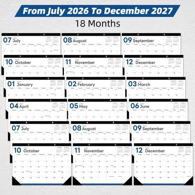 Alt view image 4 of 7 - Desk Calendar 2026-2027, Jul 2026-Dec 2027, 17" x 12", 18 Months | Large Desktop Calendar, Big Academic Calendar, Julian Date, Monthly Planner/Wall Calendar, Home School Office Organizing Gift