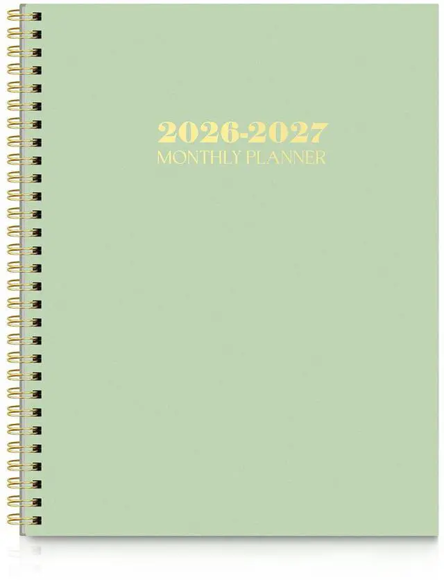 Main image of Monthly Planner 2026-2027, 24 Months Calendar Planner 2026-2027, 7.5" x 10" B5 Planner, Twin-wire Spiral Bound, Durable Waterproof Cover, Thick No-Bleed Paper, Green