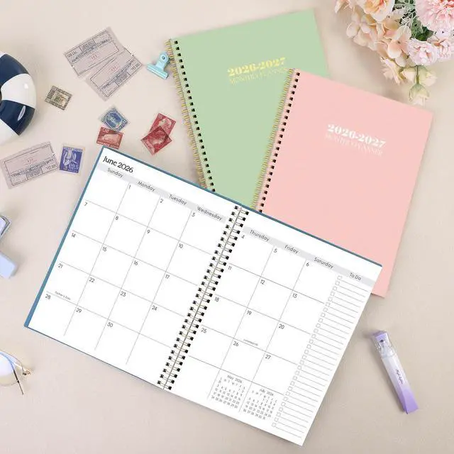 Alt view image 6 of 7 - Monthly Planner 2026-2027, 24 Months Calendar Planner 2026-2027, 7.5" x 10" B5 Planner, Twin-wire Spiral Bound, Durable Waterproof Cover, Thick No-Bleed Paper, Green
