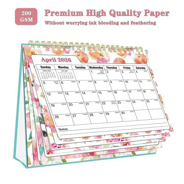 Alt view image 5 of 7 - Small Desk Calendar 2026-2027Standing Desktop CalendarJUL 2026-JUN 2027 | Academic Year, 8" x 6", Monthly Desk Calendar, Spiral Bound, Standing Flip Design, Stickers Included, Home Office School Use