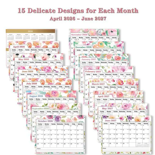 Alt view image 2 of 7 - Small Desk Calendar 2026-2027Standing Desktop CalendarJUL 2026-JUN 2027 | Academic Year, 8" x 6", Monthly Desk Calendar, Spiral Bound, Standing Flip Design, Stickers Included, Home Office School Use
