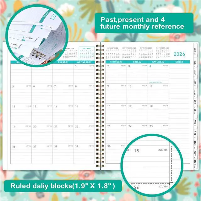 Alt view image 3 of 7 - 2026-2027 Monthly Planner - 18 Month Calendar, Jul. 2026 to Dec. 2027 | 8.5" x 11", Academic Planner 2026-2027, Monthly Planner for School & Office, with Tabs, Inner Pocket, Floral