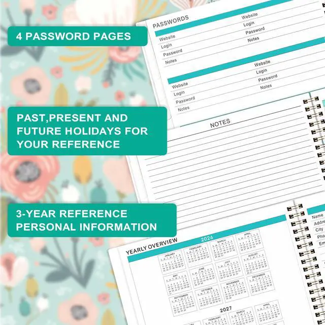 Alt view image 4 of 7 - 2026-2027 Monthly Planner - 18 Month Calendar, Jul. 2026 to Dec. 2027 | 8.5" x 11", Academic Planner 2026-2027, Monthly Planner for School & Office, with Tabs, Inner Pocket, Floral