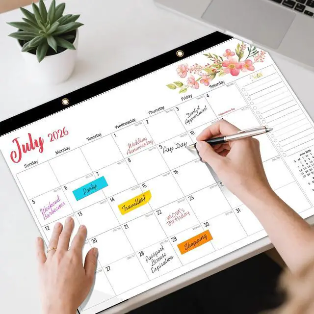Alt view image 2 of 7 - Desk Calendar 2026-2027, Jul 2026-Dec 2027, 18-Month, 17" x 12" Large | Desktop & Wall Monthly Calendar for Home School Office