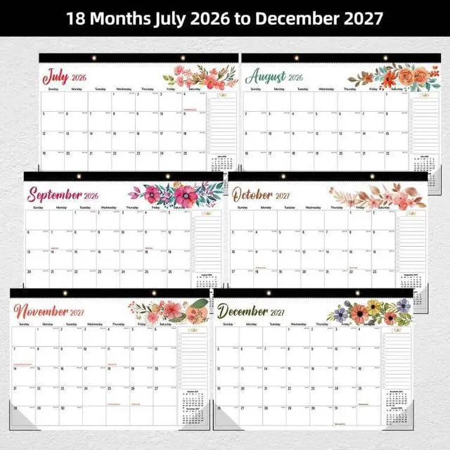 Alt view image 5 of 7 - Desk Calendar 2026-2027, Jul 2026-Dec 2027, 18-Month, 17" x 12" Large | Desktop & Wall Monthly Calendar for Home School Office