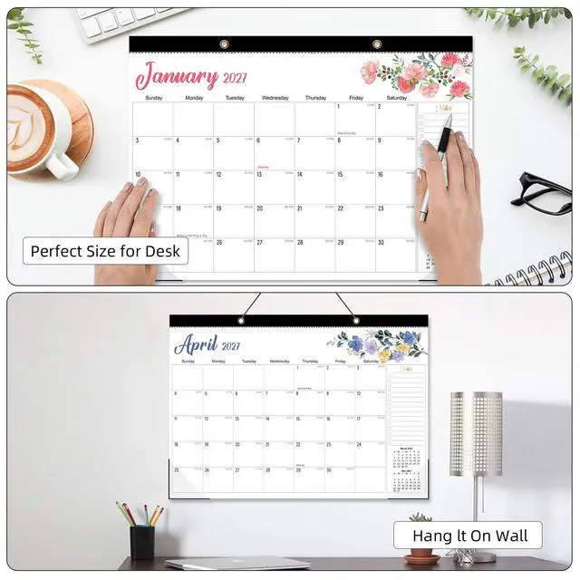 Alt view image 7 of 7 - Desk Calendar 2026-2027, Jul 2026-Dec 2027, 18-Month, 17" x 12" Large | Desktop & Wall Monthly Calendar for Home School Office