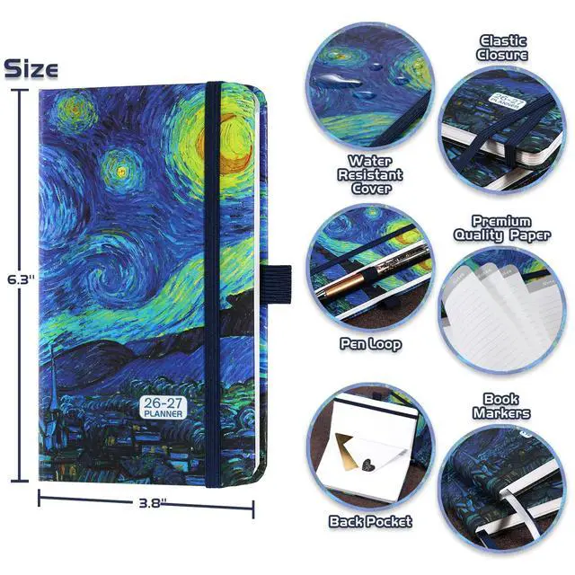Alt view image 6 of 7 - 2026-2027 Pocket Planner/Calendar - 2026-2027 Calendar Weekly and Monthly from July 2026 - June 2027 with Spreads, 3.8" x 6.3", Pen Holder, Inner Pocket, Elastic Closure