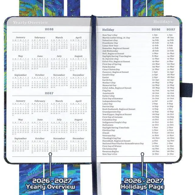 Alt view image 5 of 7 - 2026-2027 Pocket Planner/Calendar - 2026-2027 Calendar Weekly and Monthly from July 2026 - June 2027 with Spreads, 3.8" x 6.3", Pen Holder, Inner Pocket, Elastic Closure