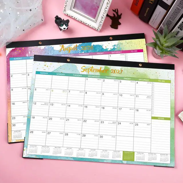 Alt view image 2 of 7 - 2026-2027 Desk Calendar - Large Desk Calendar 2026-2027, 17" x 12" | Jul. 2026 - Dec. 2027, 18 Months Desktop Calendar with Desk Pad, To-do List & Notes for Organizing - Colorful Waterink