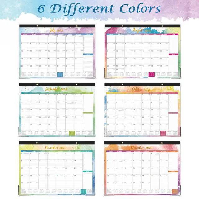 Alt view image 3 of 7 - 2026-2027 Desk Calendar - Large Desk Calendar 2026-2027, 17" x 12" | Jul. 2026 - Dec. 2027, 18 Months Desktop Calendar with Desk Pad, To-do List & Notes for Organizing - Colorful Waterink