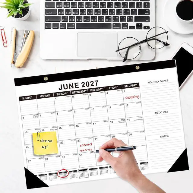Alt view image 4 of 7 - Desk Calendar 2026-2027, 19 Months Jun 2026 - Dec 2027, 17"x11.5" | Desktop Planner with Julian Date, Monthly Goals, Academic To-Do List, for Home, Office, School & Teachers