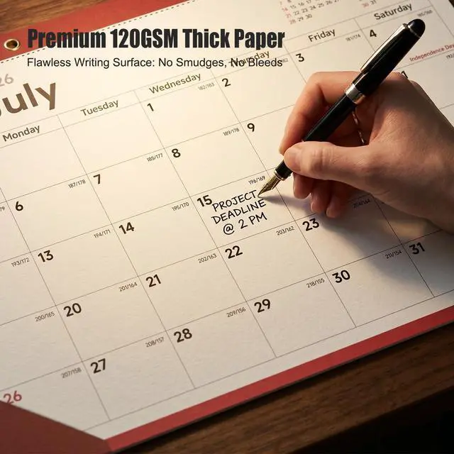 Alt view image 5 of 7 - Desk Calendar 2026-2027, 17" x 12" Monthly Desktop Planner Pad with Frosted Cover, 18 Months July 2026 to December 2027, Thick 120 GSM Paper for Office School Home