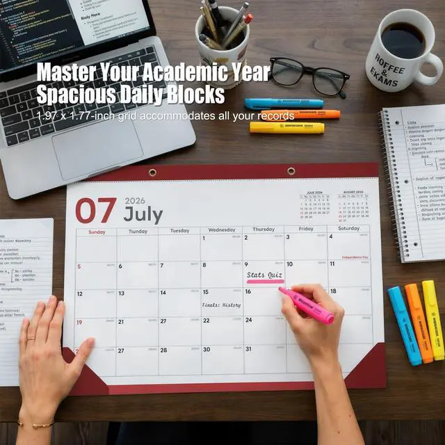 Alt view image 6 of 7 - Desk Calendar 2026-2027, 17" x 12" Monthly Desktop Planner Pad with Frosted Cover, 18 Months July 2026 to December 2027, Thick 120 GSM Paper for Office School Home