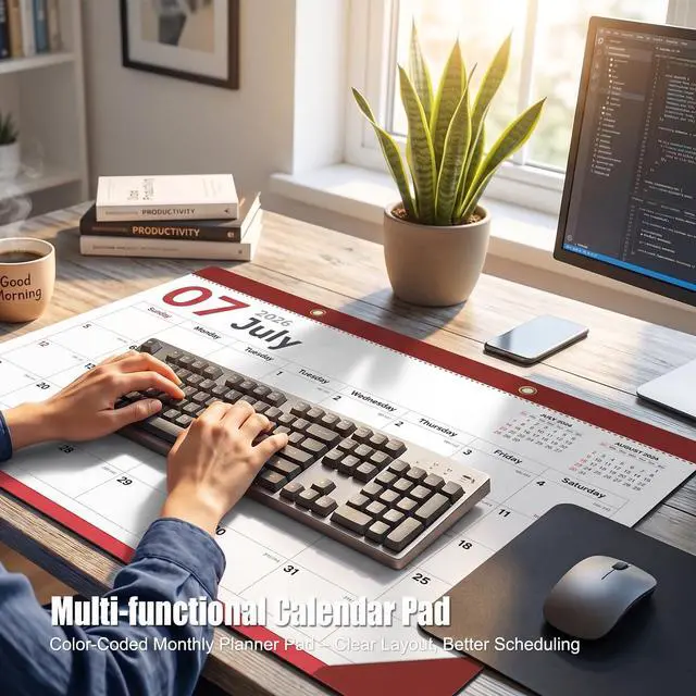 Alt view image 7 of 7 - Desk Calendar 2026-2027, 17" x 12" Monthly Desktop Planner Pad with Frosted Cover, 18 Months July 2026 to December 2027, Thick 120 GSM Paper for Office School Home