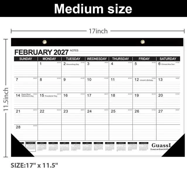 Alt view image 2 of 7 - Desk Calendar 2026-2027 - 19 Months Academic Calendar 17" × 11.5" Desktop Calendar from Jun. 2026 to Dec. 2027 with Julian Date for Home School Office Desk Top Organizing