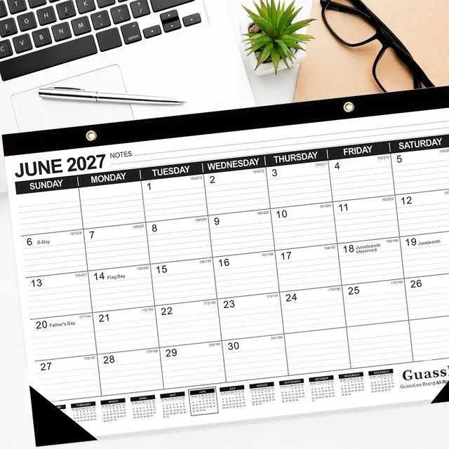 Alt view image 5 of 7 - Desk Calendar 2026-2027 - 19 Months Academic Calendar 17" × 11.5" Desktop Calendar from Jun. 2026 to Dec. 2027 with Julian Date for Home School Office Desk Top Organizing