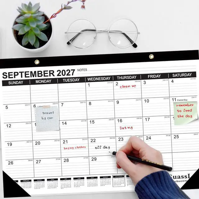 Alt view image 6 of 7 - Desk Calendar 2026-2027 - 19 Months Academic Calendar 17" × 11.5" Desktop Calendar from Jun. 2026 to Dec. 2027 with Julian Date for Home School Office Desk Top Organizing