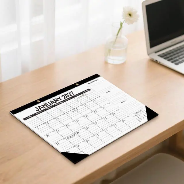 Alt view image 7 of 7 - Desk Calendar 2026-2027, 19 Month June 2026 - Dec 2027, 17x12, Black | Minimalist Design Desktop Calendar with Thick Paper, Large Blocks for Home & Office