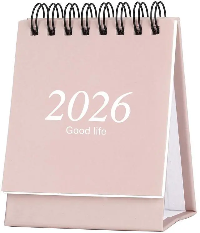Main image of Mini Desk Calendar 2026-2027, January 2026 until July 2027, Small Desk Calendar Standing Flip Monthly Calendar Twin-Wire Binding with Stickers for Home Office School (Pink)