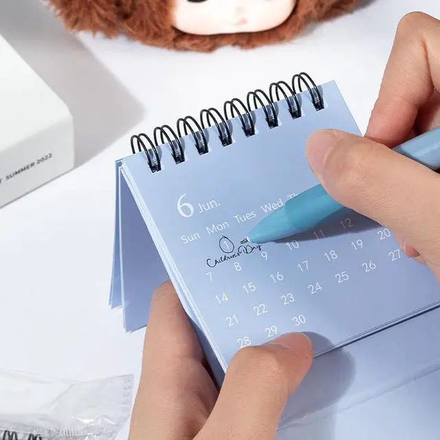 Alt view image 6 of 7 - Mini Desk Calendar 2026-2027, January 2026 until July 2027, Small Desk Calendar Standing Flip Monthly Calendar Twin-Wire Binding with Stickers for Home Office School (Pink)