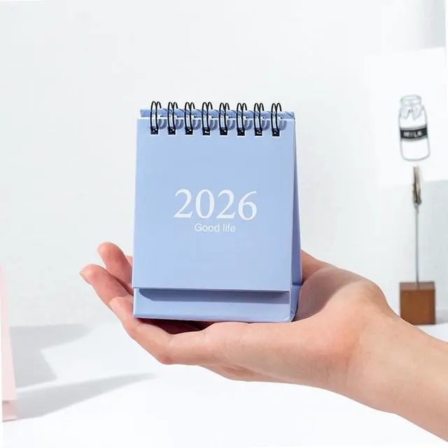 Alt view image 7 of 7 - Mini Desk Calendar 2026-2027, January 2026 until July 2027, Small Desk Calendar Standing Flip Monthly Calendar Twin-Wire Binding with Stickers for Home Office School (Pink)