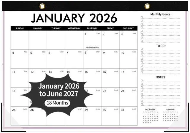 Main image of Desk Calendar 2026, 18 Months Runs from January 2026 to June 2027 Large Size 17" X 12" Monthly Wall Calendar Desktop Planner with To Do List for Home Classroom School Office(Simplicity)