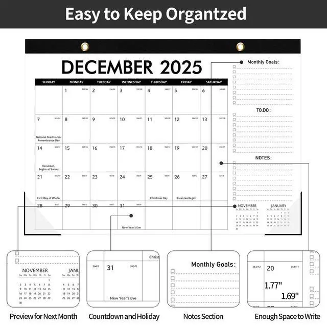 Alt view image 3 of 6 - Desk Calendar 2026, 18 Months Runs from January 2026 to June 2027 Large Size 17" X 12" Monthly Wall Calendar Desktop Planner with To Do List for Home Classroom School Office(Simplicity)