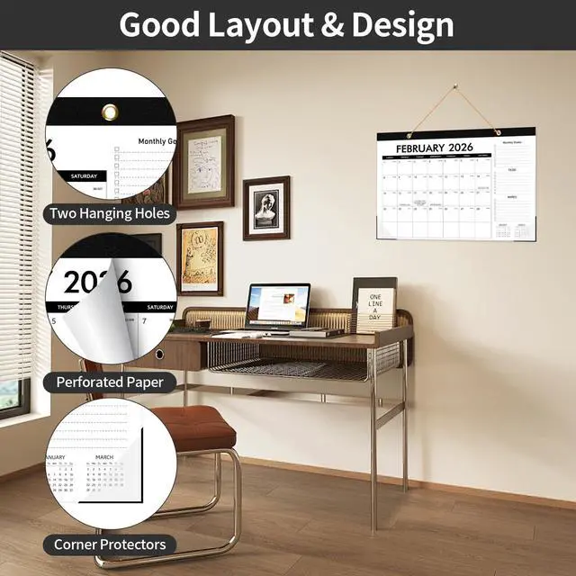 Alt view image 5 of 6 - Desk Calendar 2026, 18 Months Runs from January 2026 to June 2027 Large Size 17" X 12" Monthly Wall Calendar Desktop Planner with To Do List for Home Classroom School Office(Simplicity)