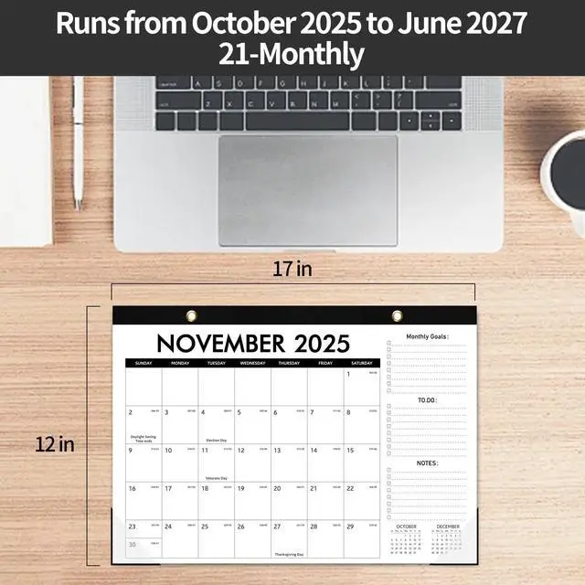 Alt view image 2 of 6 - Desk Calendar 2026, 18 Months Runs from January 2026 to June 2027 Large Size 17" X 12" Monthly Wall Calendar Desktop Planner with To Do List for Home Classroom School Office(Simplicity)