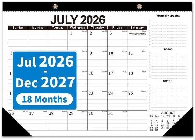 Main image of Desk Calendar 2026-2027, Jul 2026-Dec 2027 (18 Months), 17" x 12" | Large Desktop Calendar, Wall Calendar, Monthly Planner, Julian Dates,Home School Office Planning Organization Christmas Gift