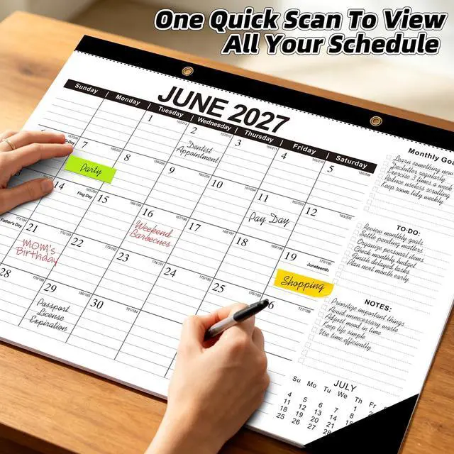 Alt view image 2 of 7 - Desk Calendar 2026-2027, Jul 2026-Dec 2027 (18 Months), 17" x 12" | Large Desktop Calendar, Wall Calendar, Monthly Planner, Julian Dates,Home School Office Planning Organization Christmas Gift