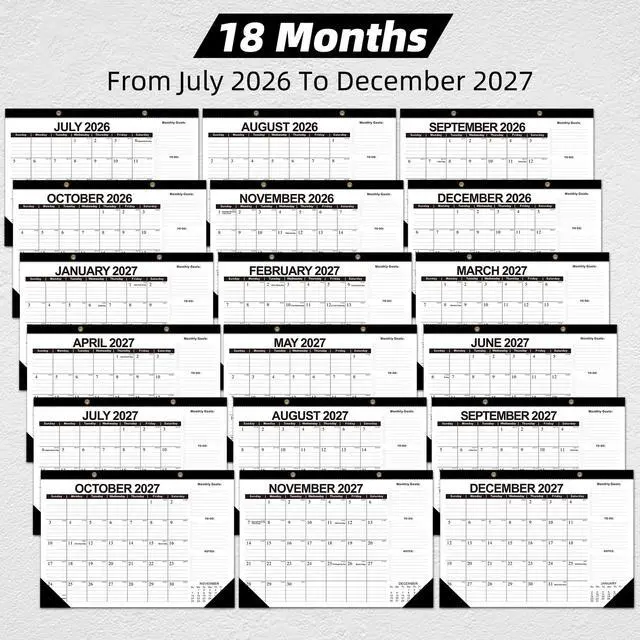 Alt view image 4 of 7 - Desk Calendar 2026-2027, Jul 2026-Dec 2027 (18 Months), 17" x 12" | Large Desktop Calendar, Wall Calendar, Monthly Planner, Julian Dates,Home School Office Planning Organization Christmas Gift