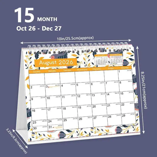 Alt view image 2 of 7 - Desk Calendar 2026-2027, Monthly Desktop Calendar(Oct. 2026 - Dec. 2027) | 10" x 8.25" Standing Flip Calendar with Thick Paper, Academic Year Standing Desk Calendar with Planner Stickers