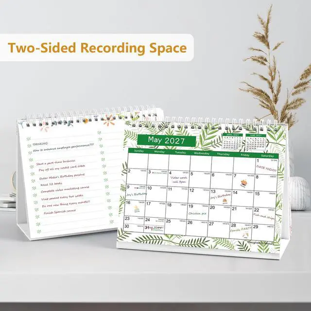 Alt view image 3 of 7 - Desk Calendar 2026-2027, Monthly Desktop Calendar(Oct. 2026 - Dec. 2027) | 10" x 8.25" Standing Flip Calendar with Thick Paper, Academic Year Standing Desk Calendar with Planner Stickers