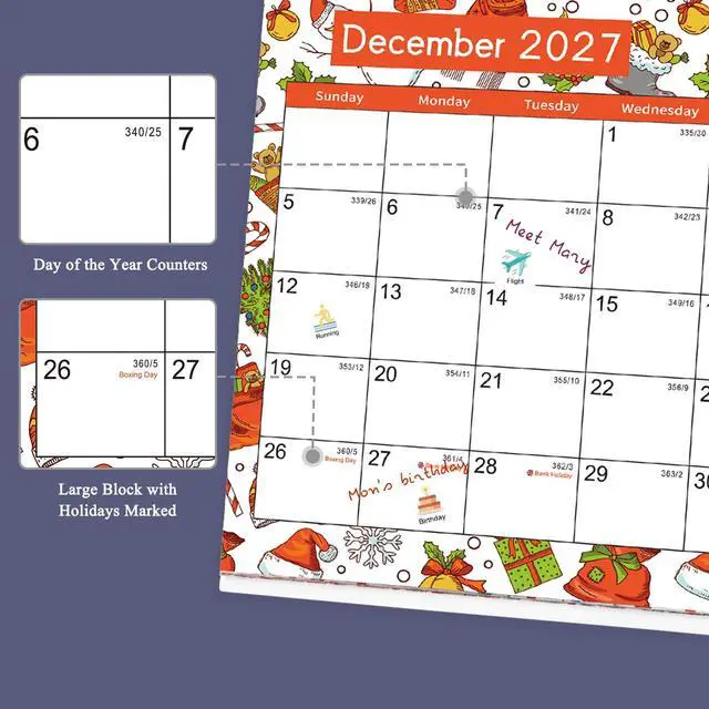 Alt view image 5 of 7 - Desk Calendar 2026-2027, Monthly Desktop Calendar(Oct. 2026 - Dec. 2027) | 10" x 8.25" Standing Flip Calendar with Thick Paper, Academic Year Standing Desk Calendar with Planner Stickers