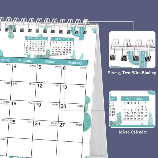 Alt view image 4 of 7 - Desk Calendar 2026-2027, Monthly Desktop Calendar(Oct. 2026 - Dec. 2027) | 10" x 8.25" Standing Flip Calendar with Thick Paper, Academic Year Standing Desk Calendar with Planner Stickers