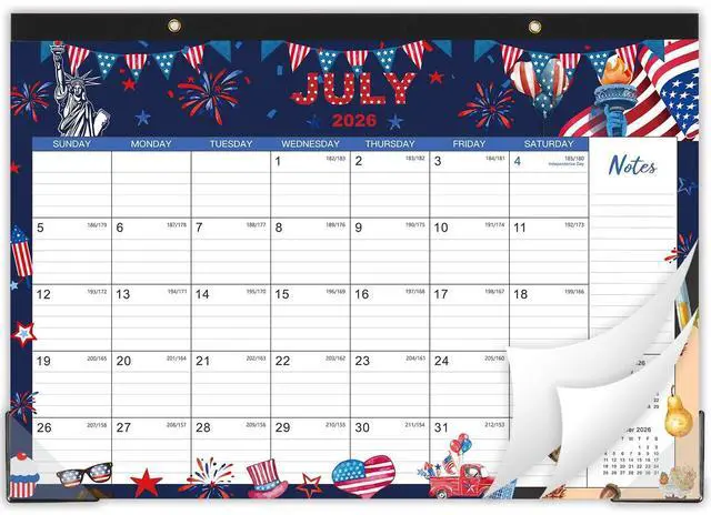 Main image of 2026-2027 Desk Calendar - Jul. 2026 - Dec. 2027, 18 Months Calendar Pad | 12" x 17", Corner Protectors, Cutting Line, Hanging Hole, Large Office Desktop Calendar - 18 Different Themes