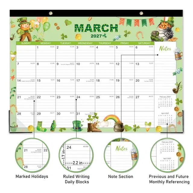 Alt view image 3 of 7 - 2026-2027 Desk Calendar - Jul. 2026 - Dec. 2027, 18 Months Calendar Pad | 12" x 17", Corner Protectors, Cutting Line, Hanging Hole, Large Office Desktop Calendar - 18 Different Themes