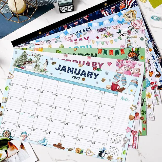 Alt view image 2 of 7 - 2026-2027 Desk Calendar - Jul. 2026 - Dec. 2027, 18 Months Calendar Pad | 12" x 17", Corner Protectors, Cutting Line, Hanging Hole, Large Office Desktop Calendar - 18 Different Themes