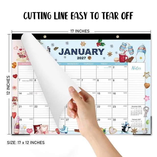 Alt view image 5 of 7 - 2026-2027 Desk Calendar - Jul. 2026 - Dec. 2027, 18 Months Calendar Pad | 12" x 17", Corner Protectors, Cutting Line, Hanging Hole, Large Office Desktop Calendar - 18 Different Themes