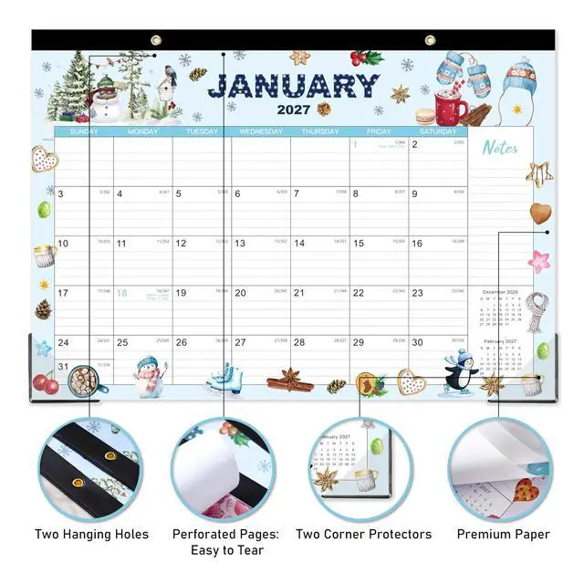 Alt view image 4 of 7 - 2026-2027 Desk Calendar - Jul. 2026 - Dec. 2027, 18 Months Calendar Pad | 12" x 17", Corner Protectors, Cutting Line, Hanging Hole, Large Office Desktop Calendar - 18 Different Themes