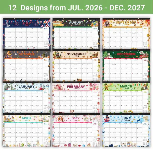Alt view image 6 of 7 - 2026-2027 Desk Calendar - Jul. 2026 - Dec. 2027, 18 Months Calendar Pad | 12" x 17", Corner Protectors, Cutting Line, Hanging Hole, Large Office Desktop Calendar - 18 Different Themes